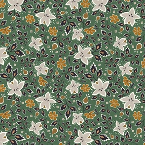 Retro Floral Curtains_ Green