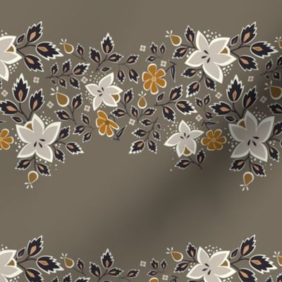 Retro Floral Curtains_ Grey Border