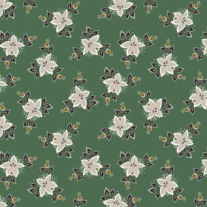 Retro Curtain Jumbo Flowers_ Green