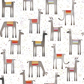 Llamas in a Meadow White Jumbo