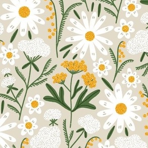 Daisy tansy and yarrow field pattern