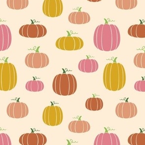 Orange and pink pumpkins - autumn and thanksgiving pattern