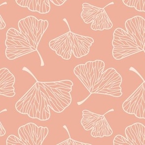 Gingko leaves with lines - salmon
