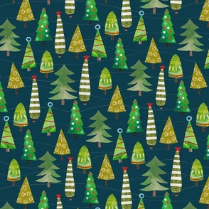 Paper Christmas Trees - Night
