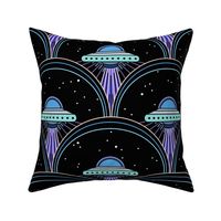 ufo art deco scallop blue mint purple big