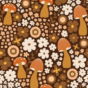 Mushroom Garden in Brown