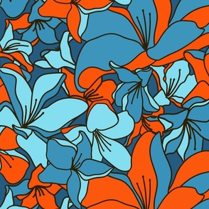 Optimistic Flowers (54") - blue, orange (ST2022OF)