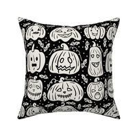 Halloween Scary Pumpkins Black and White