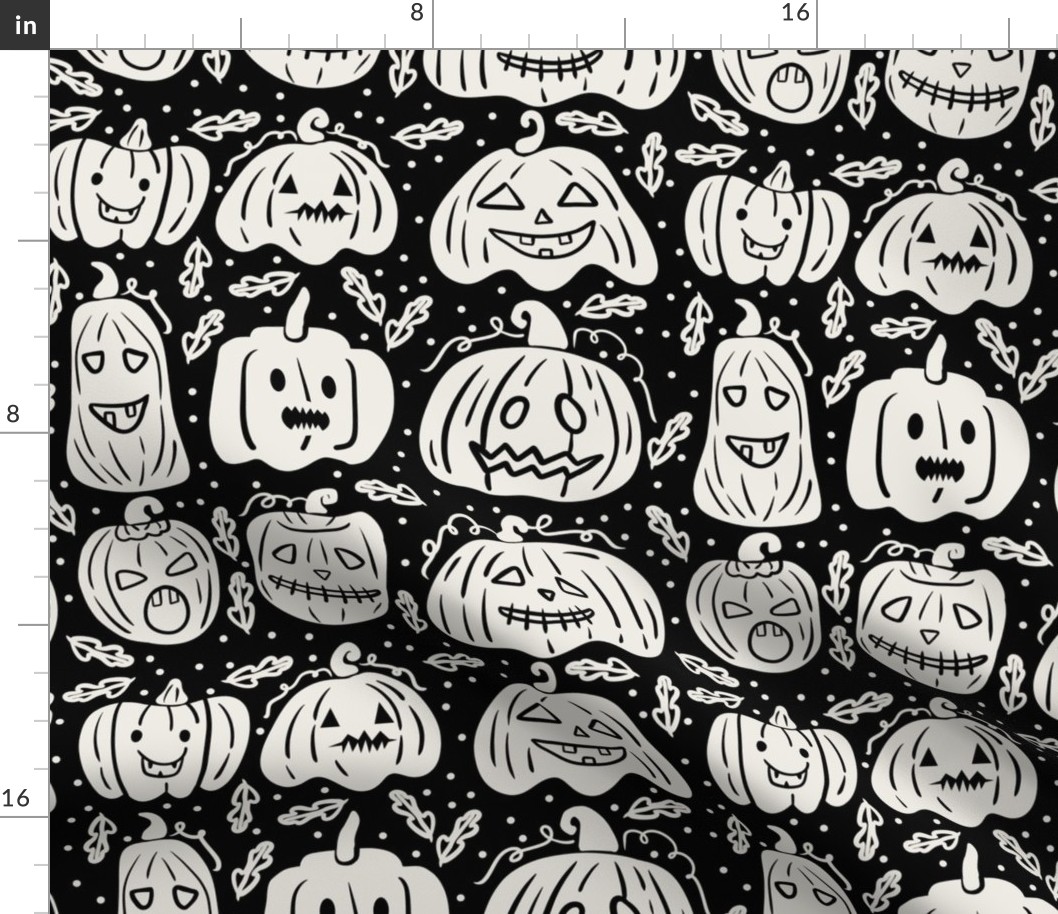 Halloween Scary Pumpkins Black and White