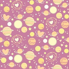 Yellow love planets on Pink