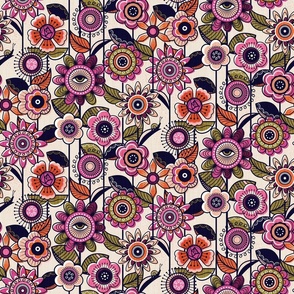 70s Retro Flowers - Pink