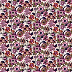 70s Retro Flowers - Pink - s