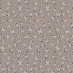 Mitzi Ditsy: Black & Taupe Tiny Floral, Dotted Floral