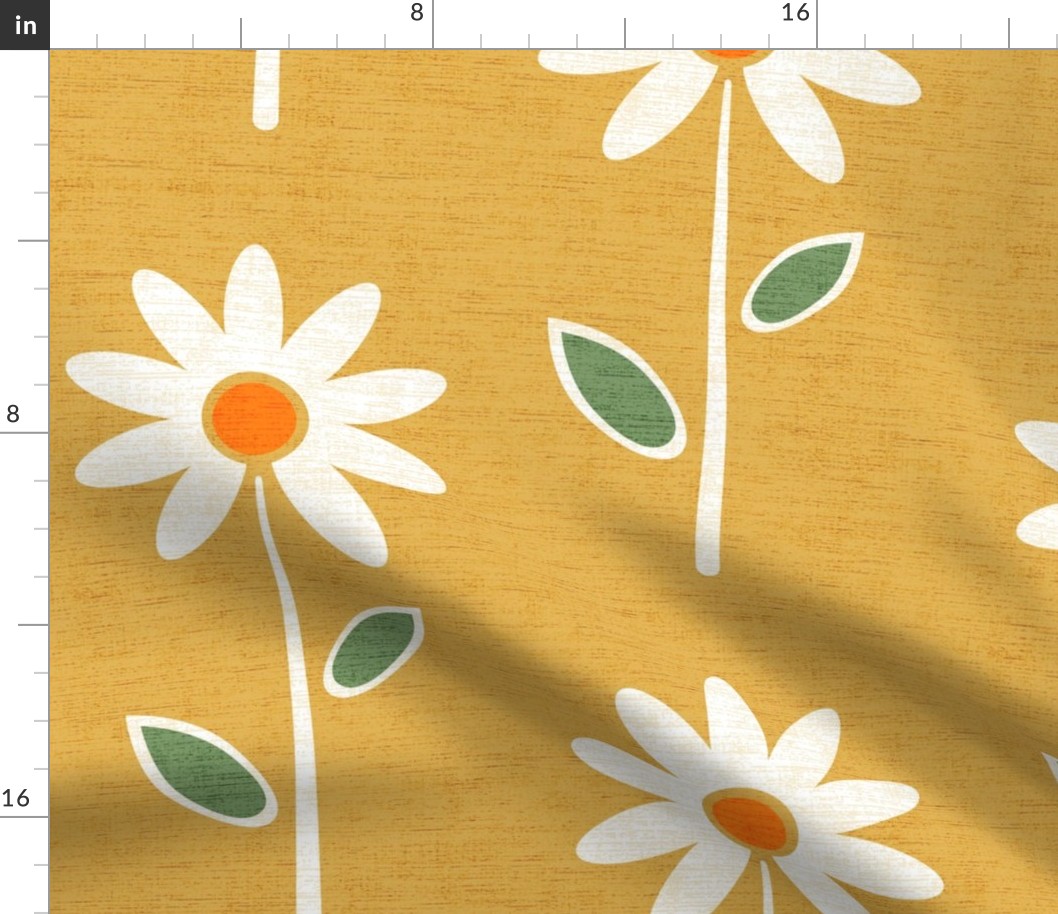 Retro Daisys on Mustard Large