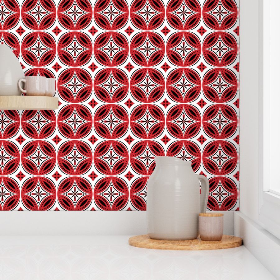 Moroccan Tiles (Red/Black/White)