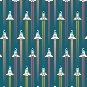 (M) Up in the air - space shuttles teal