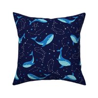 Large Celestial Space Whales Blue