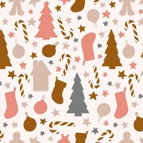 Christmas Cookie Cutouts -pink & rust on barely pink