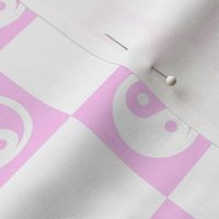 yin yang checks lg white on pastel pink - retro groovy collection