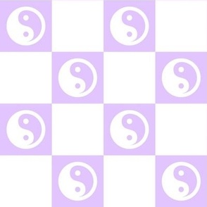 yin yang checks lg white on pastel purple - retro groovy collection