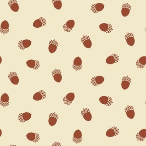 Brown red acorns on cream background (small)