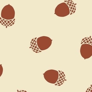 Brown red acorns on cream background (large)