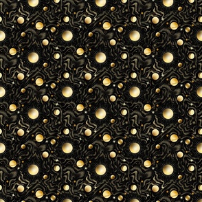 Solaris- Space Beyond Sun Moon Stars Planets- Black and Gold- Small Scale