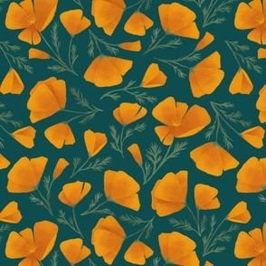 California Poppies Teal