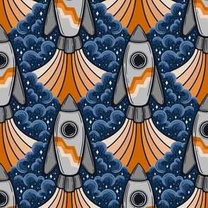 3-2-1 Blast Off to Space  - 12" large - blue and orange 