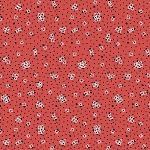 Mitzi Ditsy: Light Red Tiny Floral, Dotted Floral