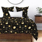 Solaris- Space Beyond Sun Moon Stars Planets- Black and Gold- Large Scale