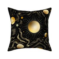 Solaris- Space Beyond Sun Moon Stars Planets- Black and Gold- Large Scale