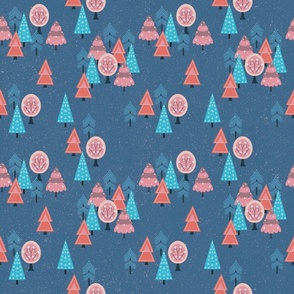 Coral Christmas Trees in blue