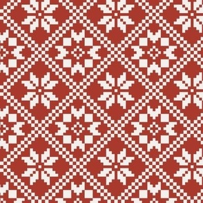 Boho Christmas Nordic Sweater Stars Red and White