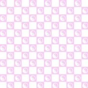 yin yang checks sm white on pastel pink - retro groovy collection