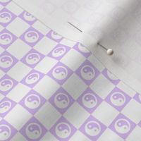 yin yang checks sm white on pastel purple - retro groovy collection
