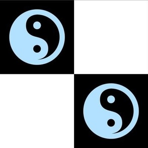 yin yang checks xl pastel blue on black - retro groovy collection