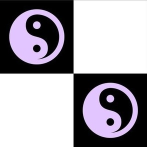 yin yang checks xl pastel purple on black - retro groovy collection