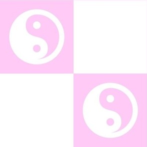 yin yang checks xl white on pastel pink - retro groovy collection
