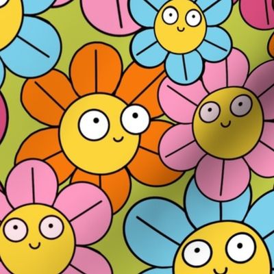 Retro Floral Groovy Daisies 