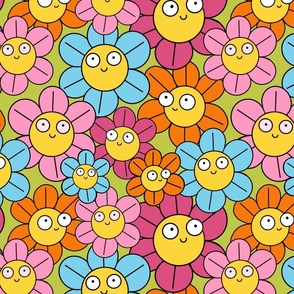 Retro Floral Groovy Daisies 