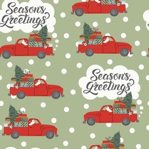 (M Scale) Season's Greetings | Santa Christmas Truck on Green