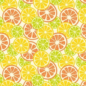Sliced Citrus Rounds on Cream: Darker Orange Version (Large Scale)