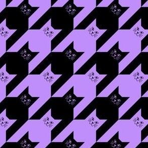 Catstooth Black Purple Cat Houndstooth