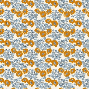 Cozy Cottage Fresh Floral - Orange and Blue - Small