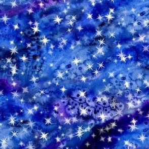Sparkling Stars in Space Deep Blue Shades