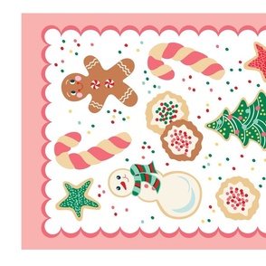 Christmas Confection // Tea Towel // Pink Border