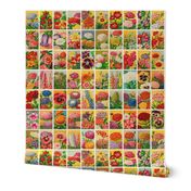 Great-granny's Garden: vintage seed packet art for Retro Floral Curtains