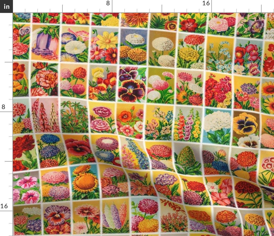 Great-granny's Garden: vintage seed packet art for Retro Floral Curtains