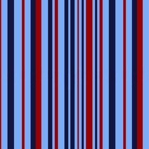 Trip to the Moon - AssymetricalStripes - Light Blue, Midnight Blue, Deep Red- 7bacf8, 121540, c50000